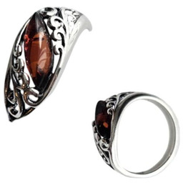 ankabizuteria.pl Pierścionek srebrny z bursztynem ARABESKA