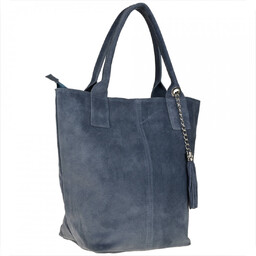 Torba worek zamszowa niebieski dżins z podszewką