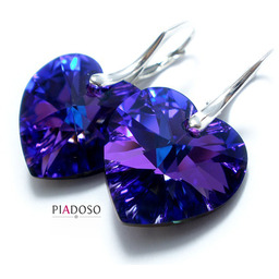 Kryształy Kolczyki Serce Helio Srebro