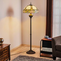 Clayre&Eef Lampa stojąca tiffany EMILY, multikolor, salon /