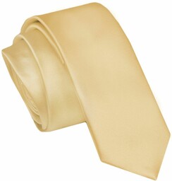 Krawat (Śledź) Męski 5 cm, Żółty, Wąski, Gładki