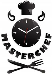 Zegar ścienny naklejany nowoczesny czarny z napisem masterchef
