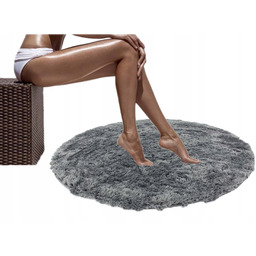 Dywanik Łazienkowy Pluszowy Okrągły Antypoślizgowy Szary 100cm