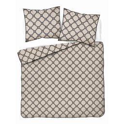 Detexpol Pościel z perkalu beżowa z geometrycznym wzorem