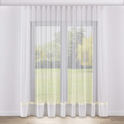 Firana na taśmie wave, ecru z satynowym złotym