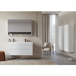 Zestaw mebli łazienkowych: lustro, szafka 80cm, umywalka, słupek