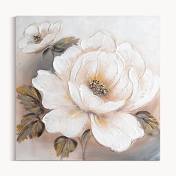 Eurofirany Obraz 664a 60x60 biały beżowy kwiaty ręcznie