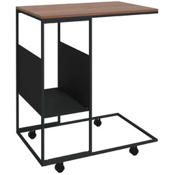 Elior Stolik boczny na kółkach czarny + brązowy