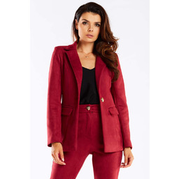 Elegancki Żakiet Zapinany na Złoty Guzik - Bordowy