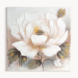 Eurofirany Obraz 664b 60x60 biały beżowy kwiaty ręcznie