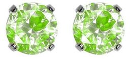Kolczyki cubic zirconia neon green w pazurkach srebrne