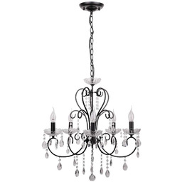 Candellux Pałacowa lampa wisząca AURORA 35-73730 świecznikowa czarny