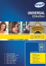 TRWAŁE ETYKIETY UNIWERSALNE EUROPE 100 BIAŁE A4