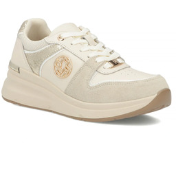 Skórzane półbuty damskie sneakersy beżowe Filippo DP7769