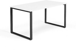 Biurko QBUS, rama O, 1400x800 mm, czarny, biały