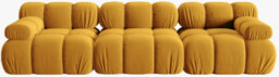 SOFA Bellis 3-osobowa, żółty welur, zaoblone kształty, nowoczesny