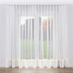 Firana na haczykach flex podwójnych, ecru z satynowym