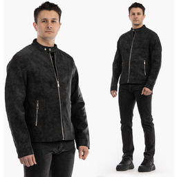 Kurtka Męska Ramoneska Ekoskóra Biker Elegancka ze stójką