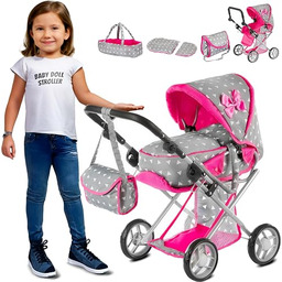 Kinderplay wózek dla lalek - spacerówka gondola 3w1,