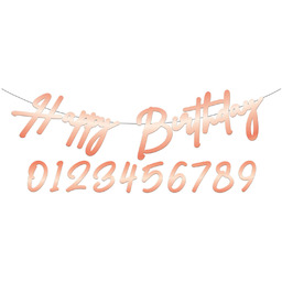Baner Happy Birthday personalizowany różowe złoto - 100