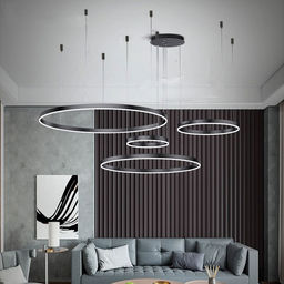 Duża lampa wisząca ring czarna 100cm 197Watt L132