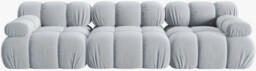 SOFA Bellis 3-osobowa, jasno niebieski welur, zaoblone kształty,