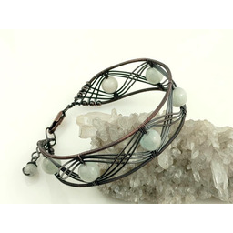 Bransoletka miedziana z akwamarynem, obwód od 19