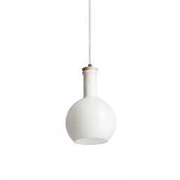 PULIRE RD lampa wisząca szkło opalowe/drewno/chrom 230V E14