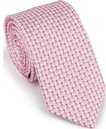 Krawat jedwabny wzorzysty różowo-niebieski