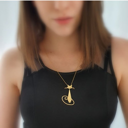 Zawieszka srebrna pozłacana- Kot Giler