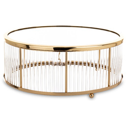 Patera dekoracyjna lustrzana złota okrągła glamour 12x30x30 176156