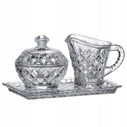Zestaw Prezentowy Bohemia Kryształ Diamond Set Cukiernica Mlecznik