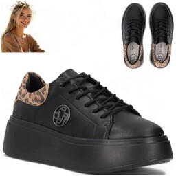 Półbuty Skórzane Damskie Wygodne Sneakersy na platformie Filippo