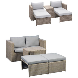 Zestaw ogrodowy modułowy 5w1 - sofa, 2 fotele