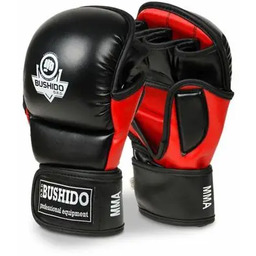 Rękawice MMA chwytne sparingowe, skóra PU, czarne, DBX