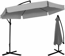 PARASOL OGRODOWY SKŁADANY 350 cm Z FALBANĄ SZARY