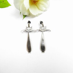 Kolczyki srebrne- Kot Giler szary sztyft