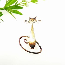 Zawieszka srebrna oksydowana- Kot Giler brązowy