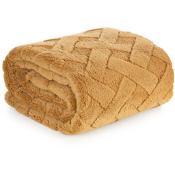 Koc 200 x 220 Pluszowy Jodełka Caro Miód