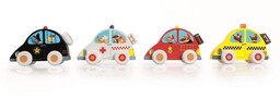 Scratch, 4 Drewniane Samochodziki - Display (12 szt)
