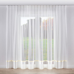 Firana na haczykach flex pojedynczych, ecru z satynowym