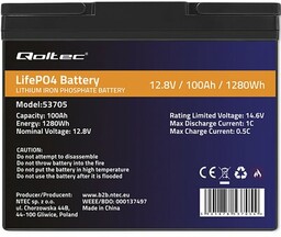 QOLTEC Akumulator 53705 100Ah 12.8V