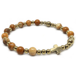 Różaniec, dziesiątka na rękę - jaspis w złocie