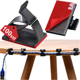 Samoprzylepne klipsy x100 Organizer biurkowy kabli organizery