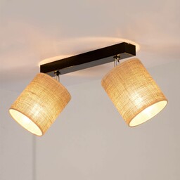 BRITOP Lampa sufitowa z juty z tekstylnymi kloszami,