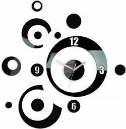 Zegar na ścianę nowoczesny naklejany ozdobne elementy cichy