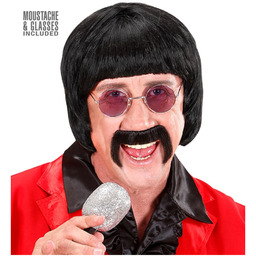 Czarna peruka Music Man z lat 60.