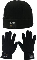 czapka + rekawiczki ALPHA INDUSTRIES - LABEL FLEECE