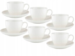6X Filiżanek Ze Spodkiem Nbc 400ML White Florina