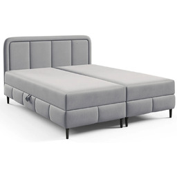 Elior Jasnoszare łóżko tapicerowane z podwójnym pojemnikiem -